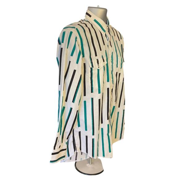 Vintage Wrangler Brushpopper Button Down Cowboy Cut Extra Long Tails Size 16x34 - Picture 2 of 8